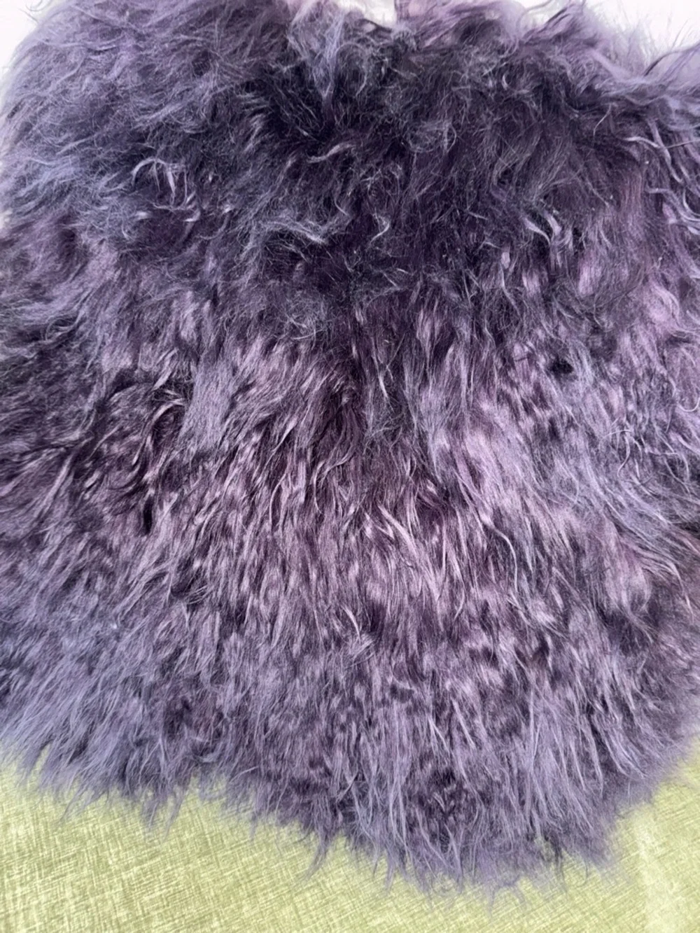 Mongolian Lamb Fur Large Pillow Wool Purple Gray